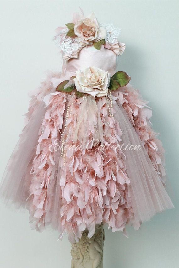 Feather Flower Girl Dress