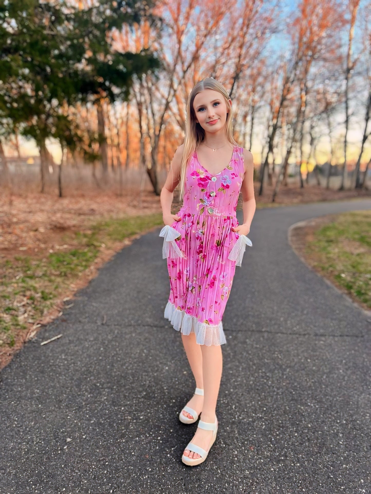 Sherry Blossoms Midi Dress - Maggie