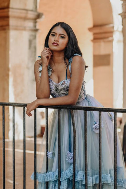 Blue Ethereal Corset Dress - Joleen