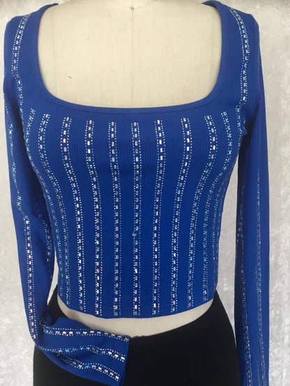 Rhinestone Royal Blue Top - Riley