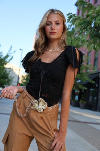 Black Lace Butterfly Top - Naomi