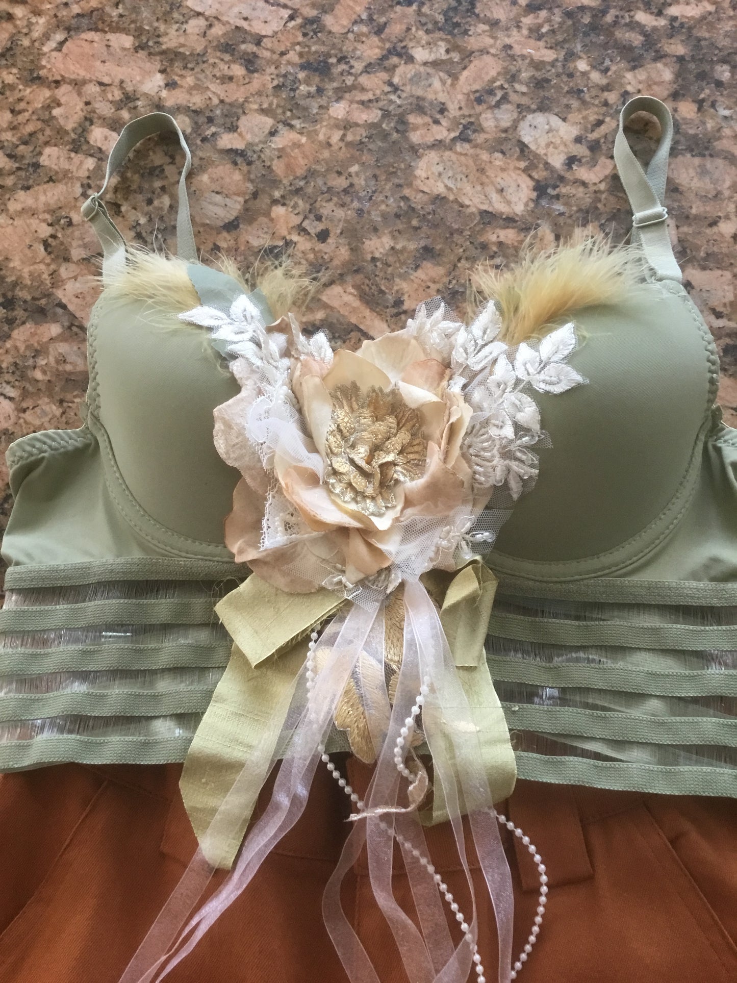 Corset Floral Bra Top - Sage