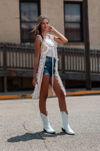 Peach Lace Vest - Lulu