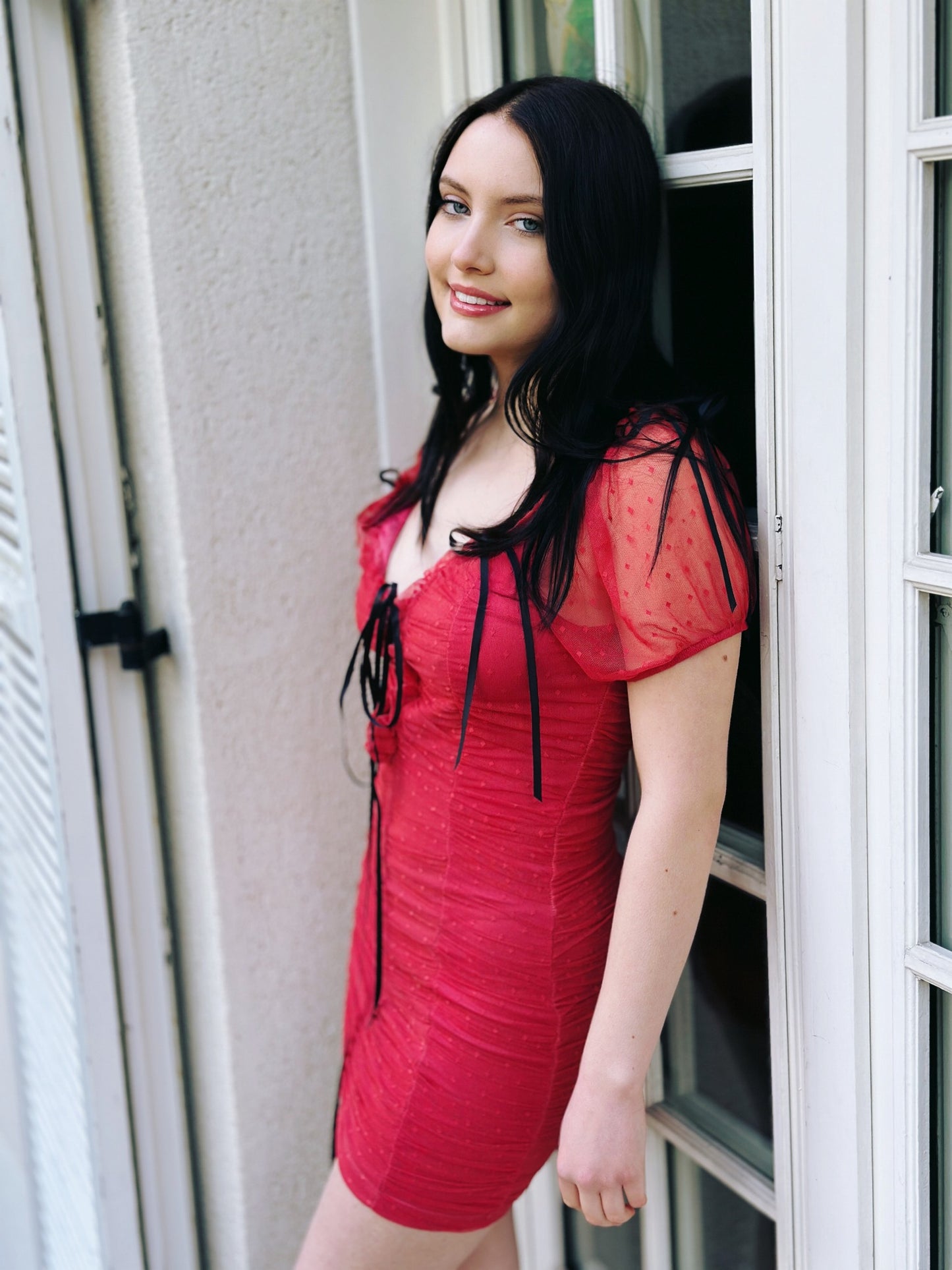 Mini Lace Red Dress - Electra