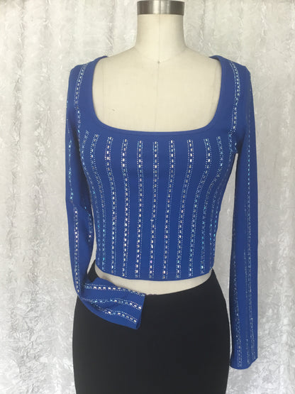 Rhinestone Royal Blue Top - Riley