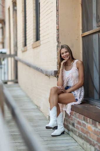 Peach Lace Vest - Lulu