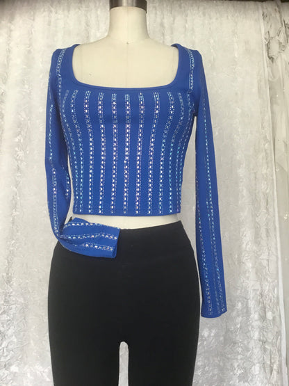 Rhinestone Royal Blue Top - Riley