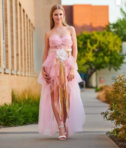 Pink Strapless Tulle Dress - Vivienne