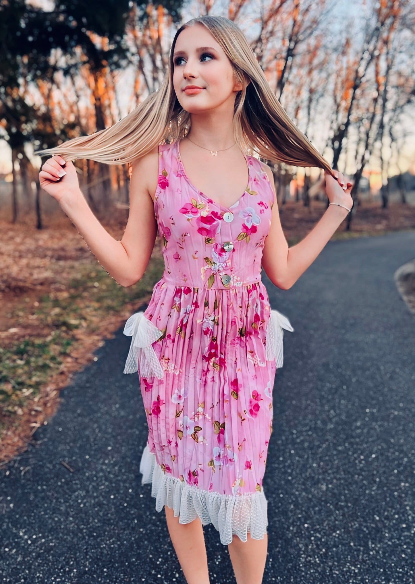 Sherry Blossoms Midi Dress - Maggie