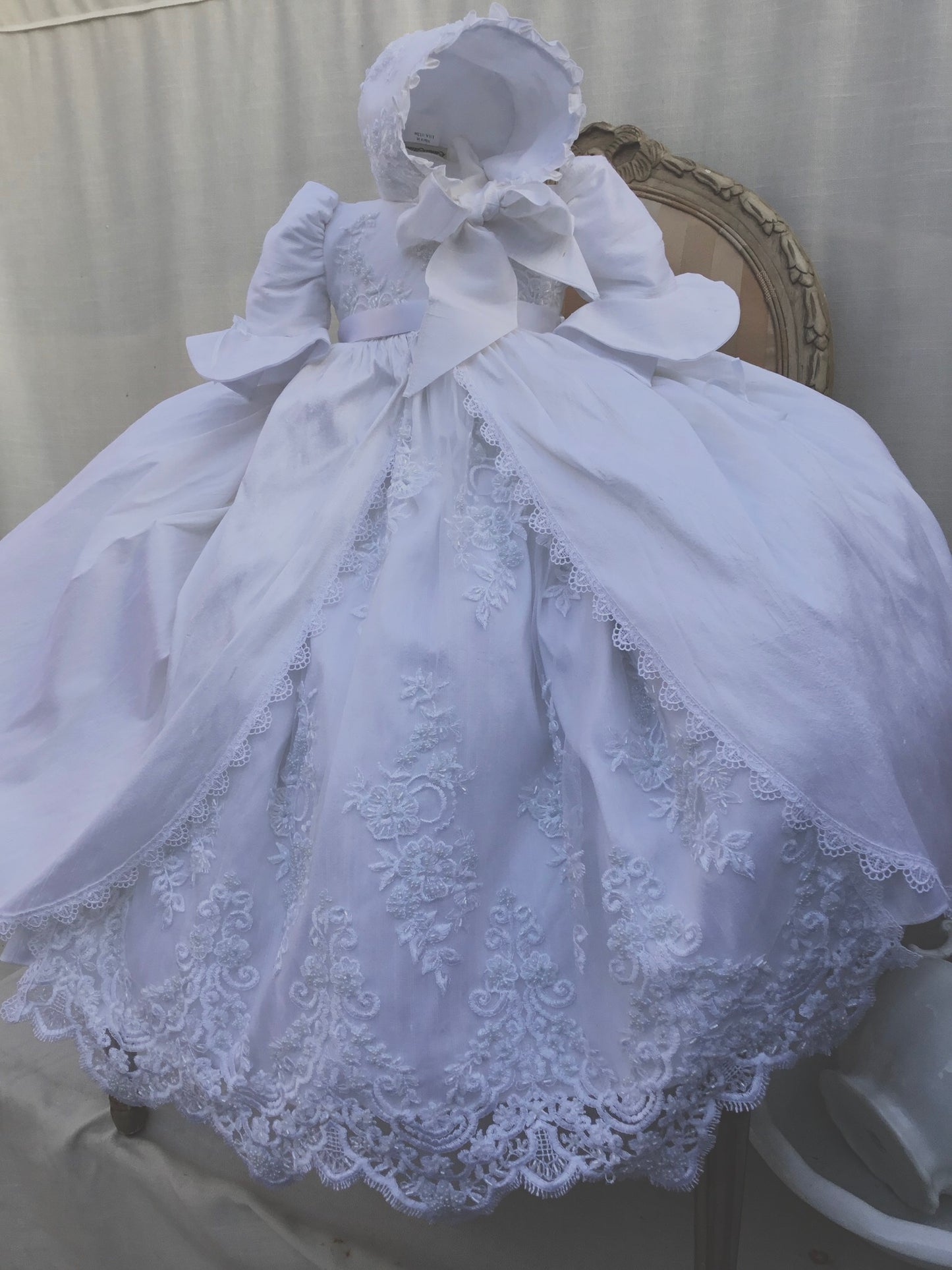 Christening Silk Gown & Bonnet -Jensen