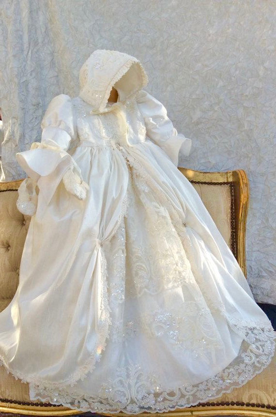 Christening Silk Gown & Bonnet -Jensen