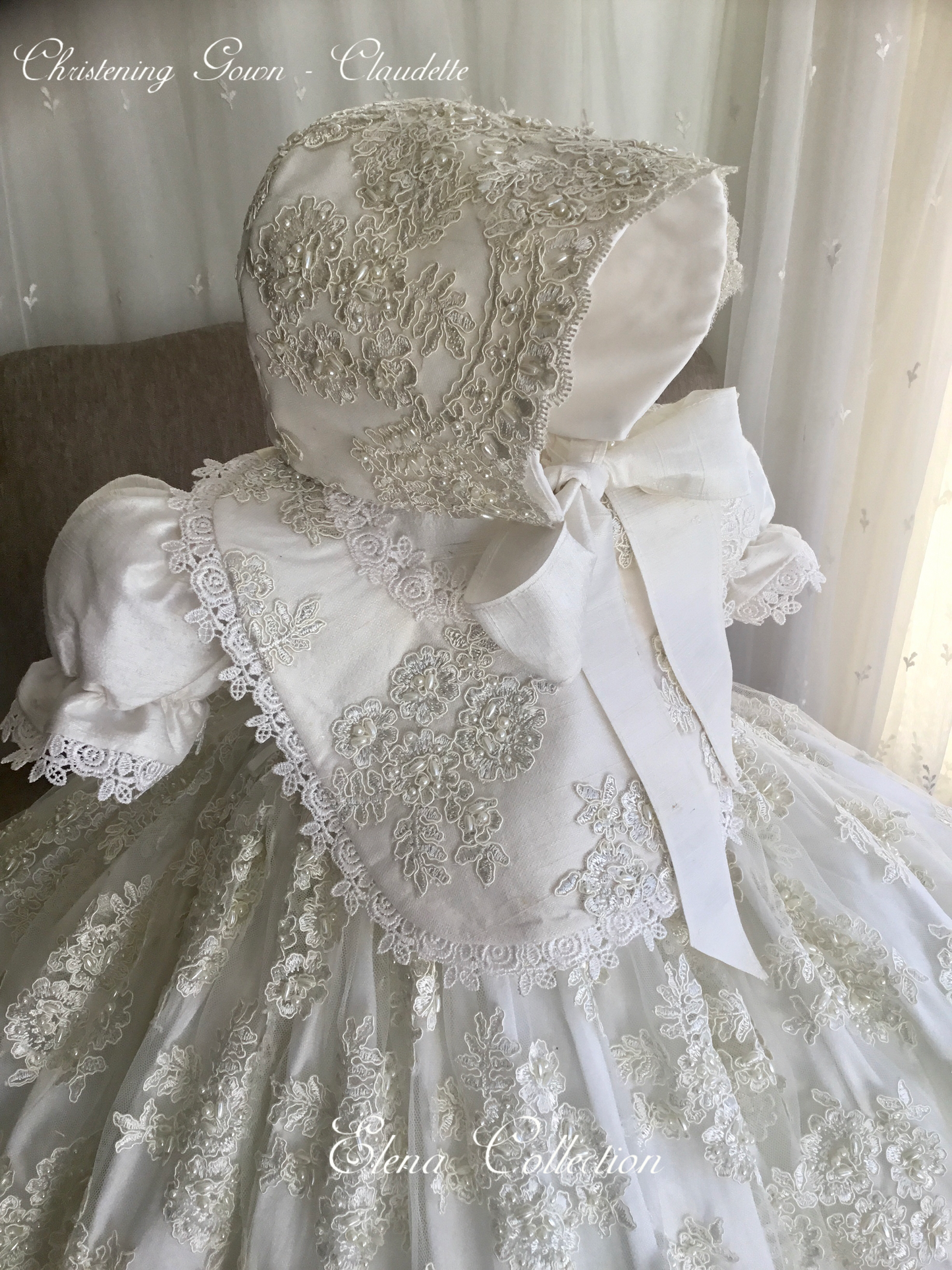 Christening Gown with Bonnet - Claudette