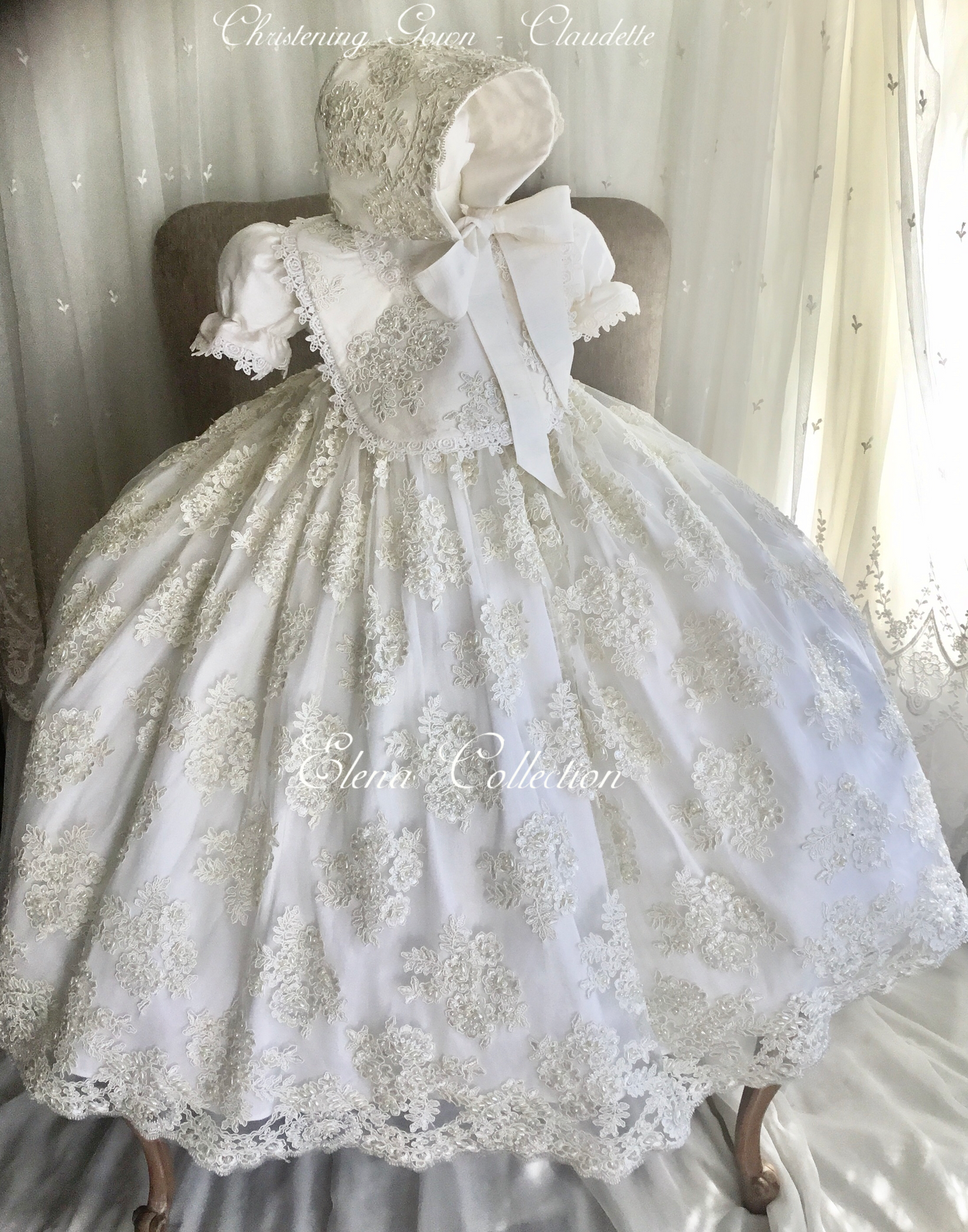 Christening Gown with Bonnet - Claudette