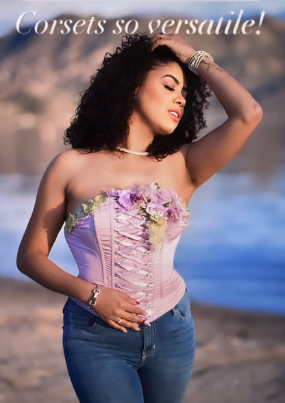 Pink & Lilac Corsets 3d Flowers - Nicole