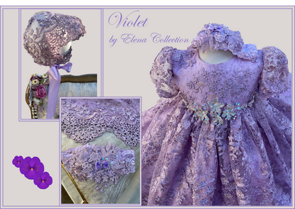 Christening Gown with Bonnet - Violet