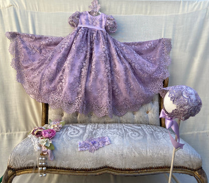 Christening Gown with Bonnet - Violet