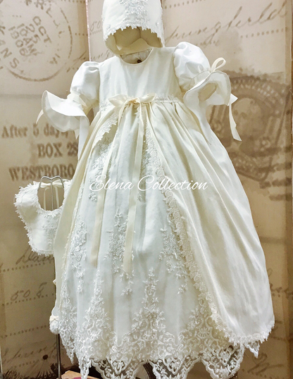 Christening Silk Gown & Bonnet -Jensen