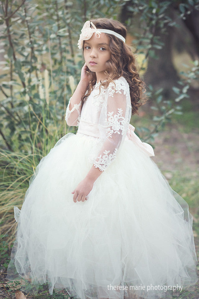 Comunion Long slevess dress-Flowergirl-Bridal-Candace - ElenaCollection
 - 7