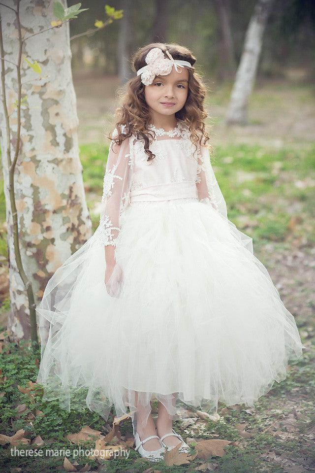 Comunion Long slevess dress-Flowergirl-Bridal-Candace - ElenaCollection
 - 10