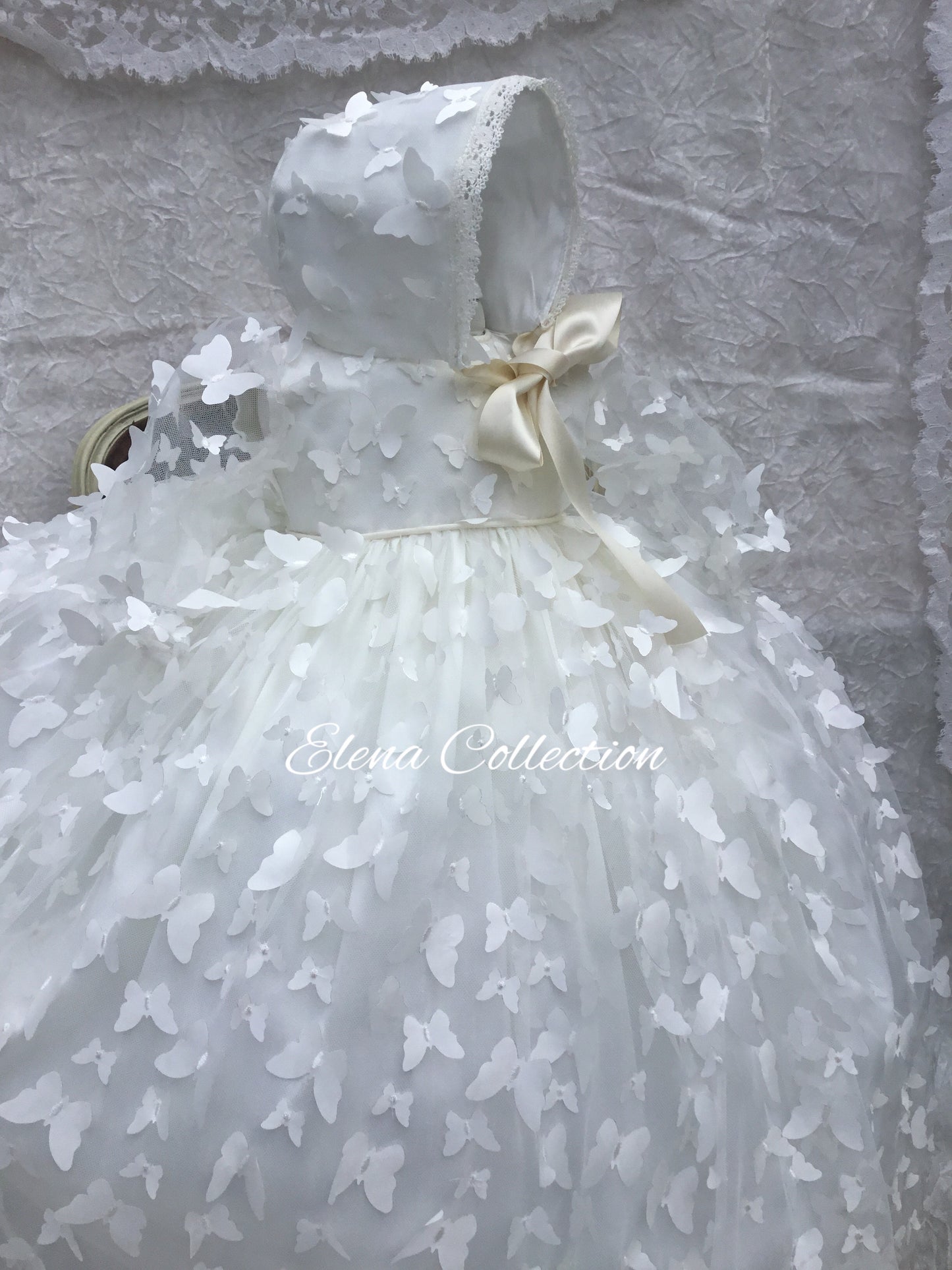 Christening Gown with Bonnet - Butterfly