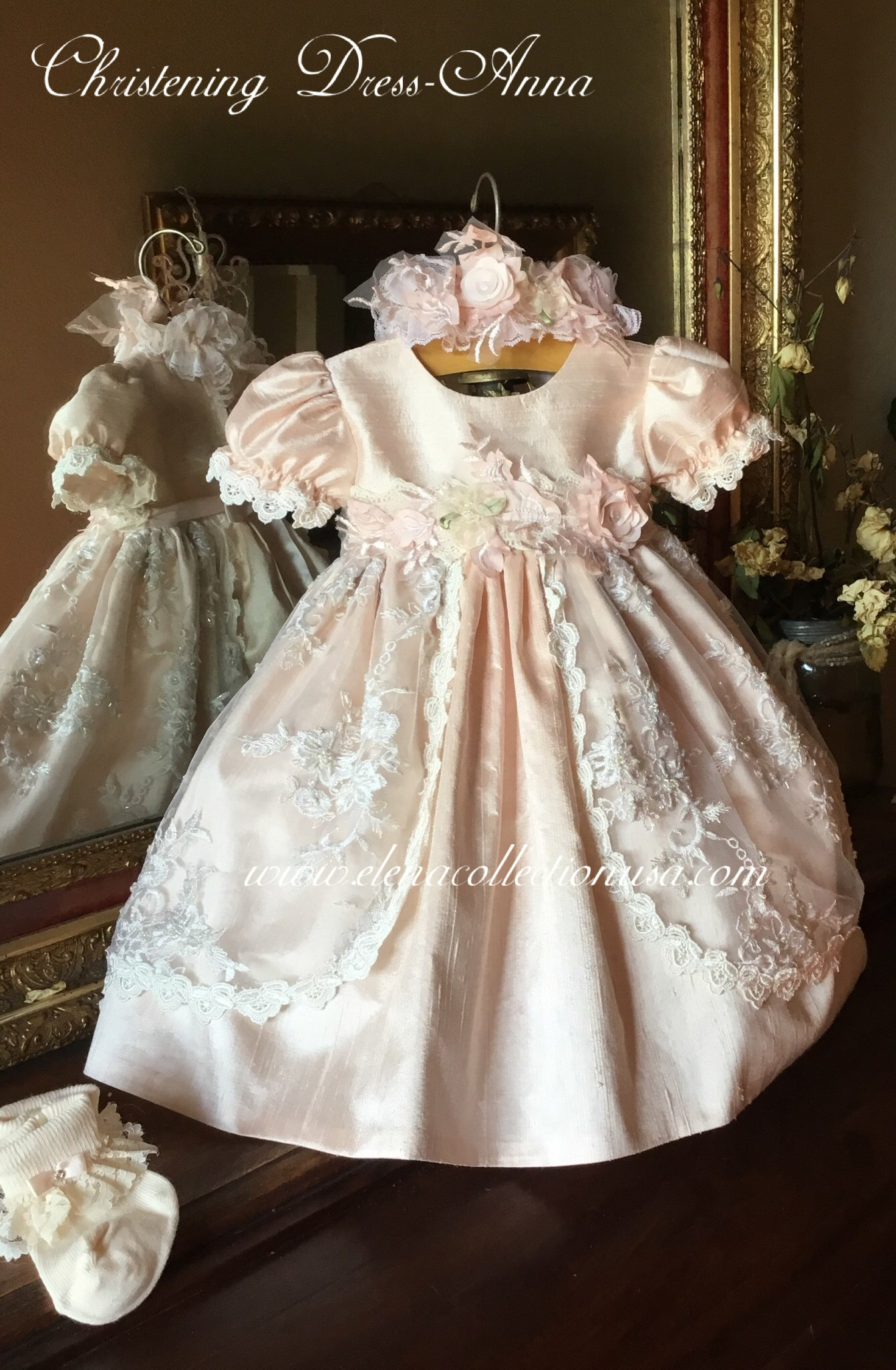 Girls Christening Silk Dress - Annabelle