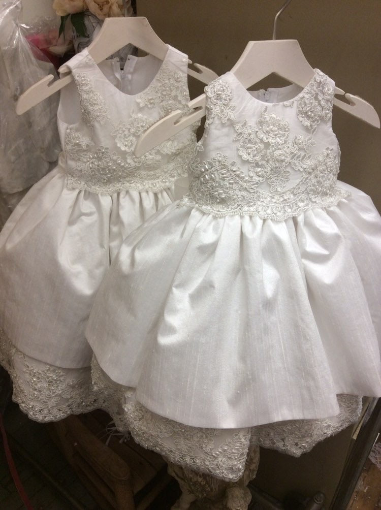Christening Silk Baby Dress - Alina