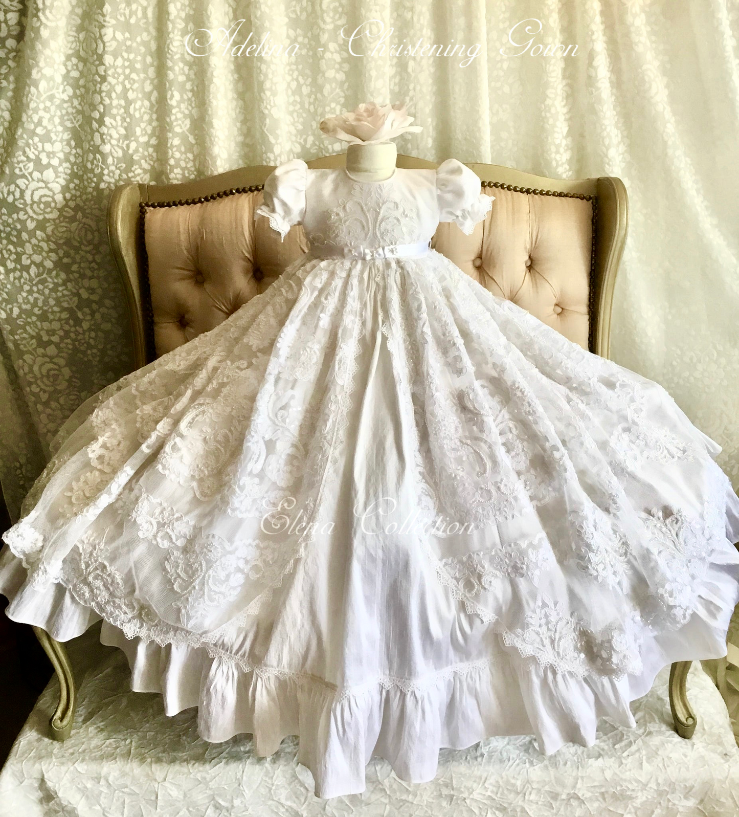 Christening Heirloom Gown with Bonnet - Adelina