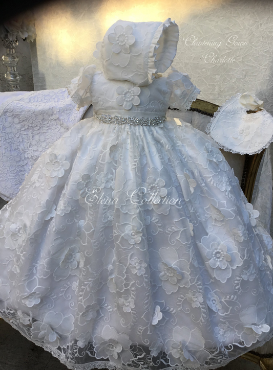 Christening Gown with Bonnet - Charlotte