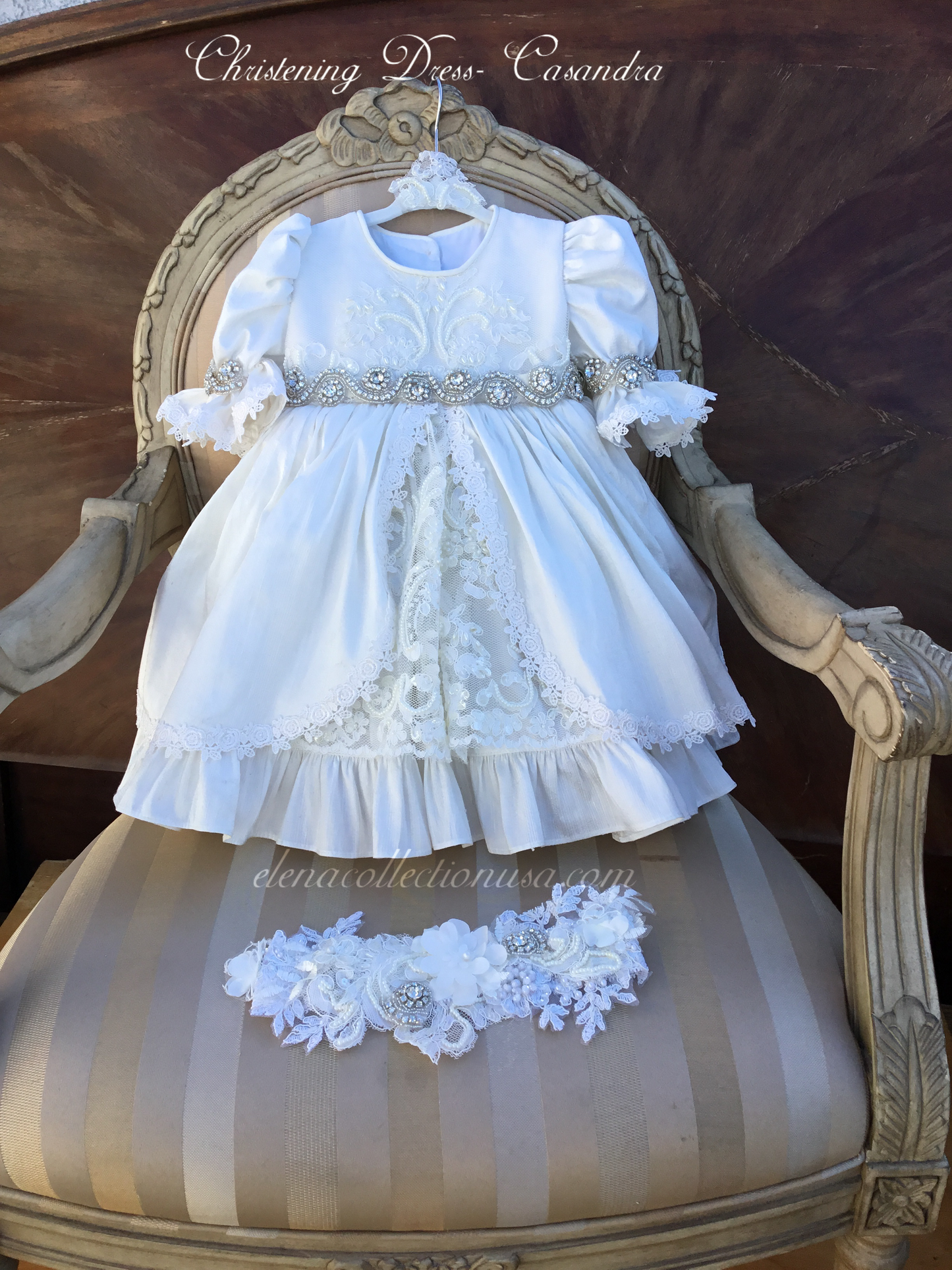 Christening Silk Dress - Casandra