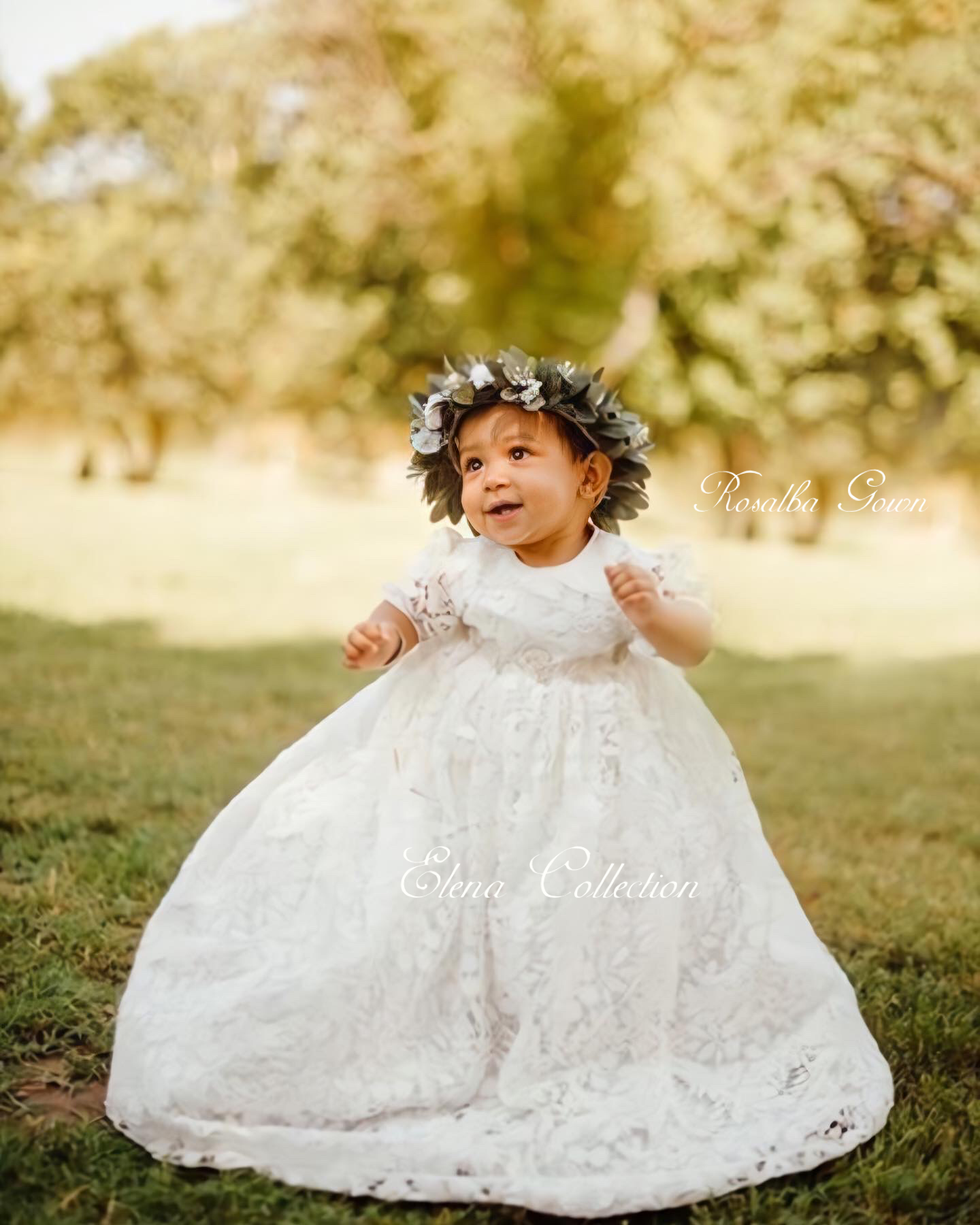 Lace Christening Gown with Bonnet - Rosalba