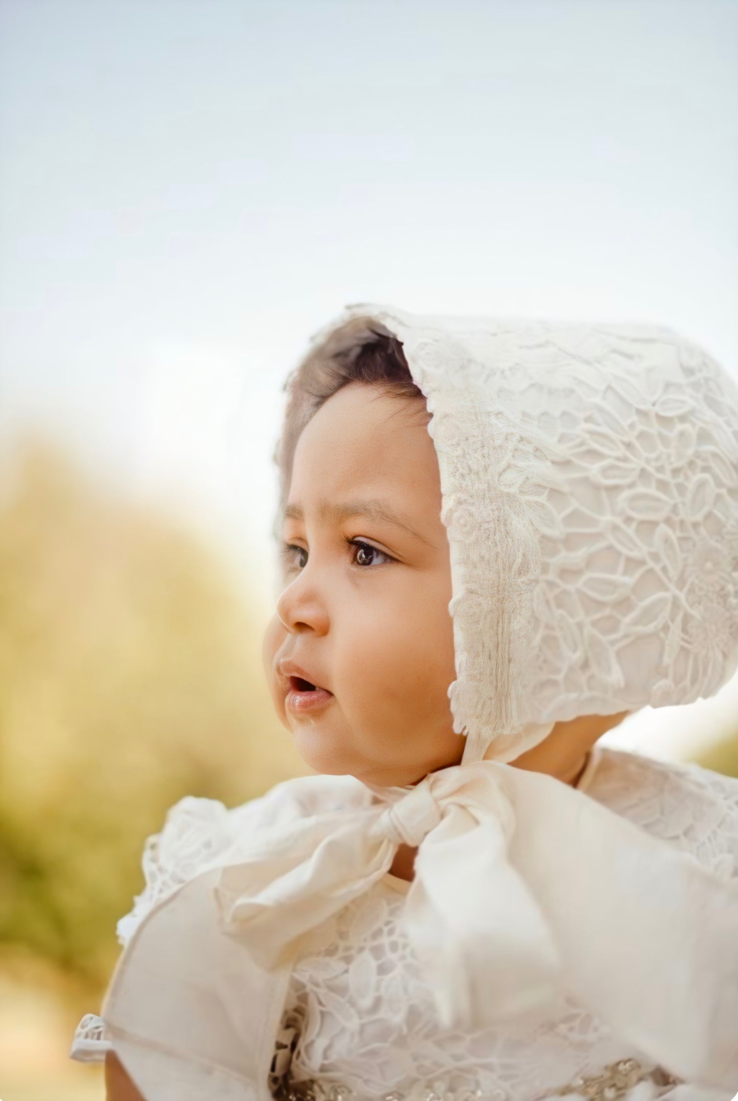 Lace Christening Gown with Bonnet - Rosalba