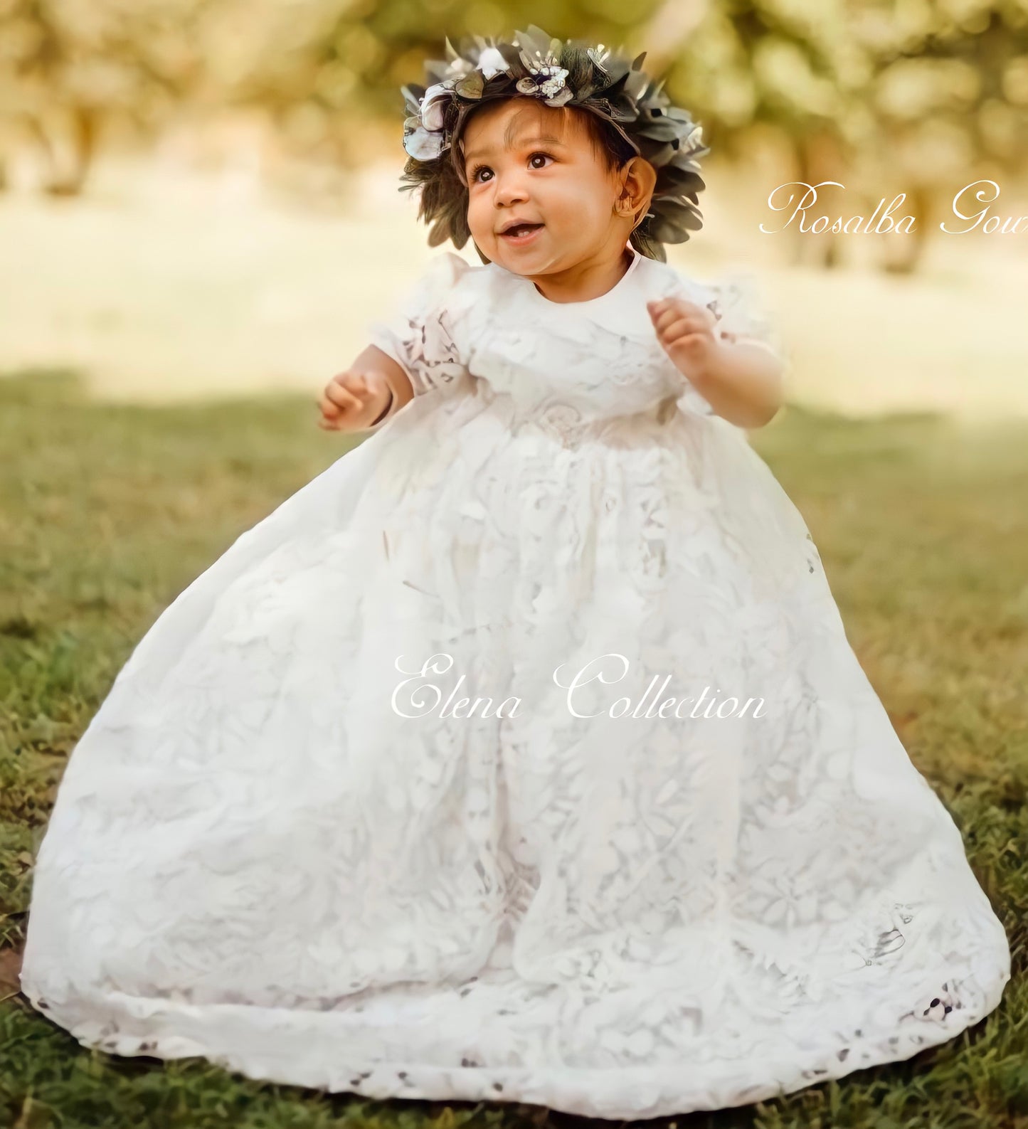 Lace Christening Gown with Bonnet - Rosalba