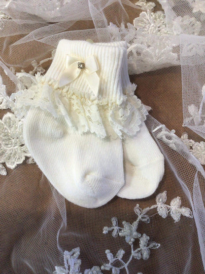 Lace Christening Gown with Bonnet - Rosalba