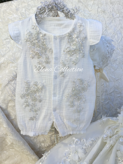 Lace Christening Gown with a Bonnet - Aileen