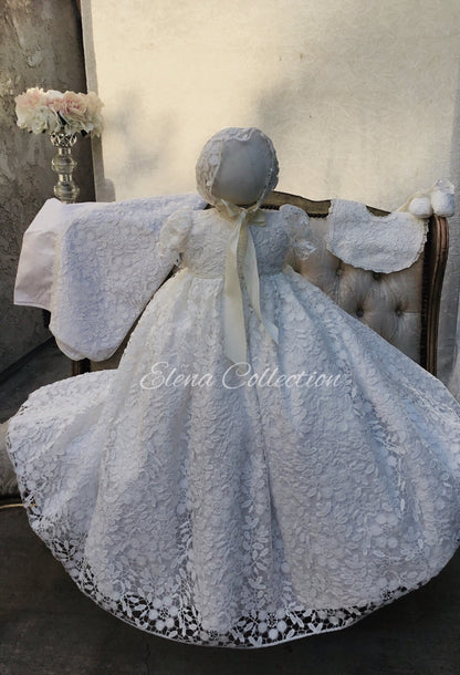 Lace Christening Gown with Bonnet - Rosalba