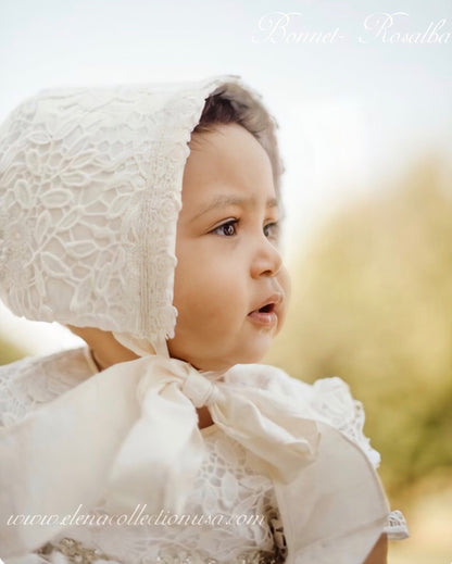 Lace Christening Gown with Bonnet - Rosalba