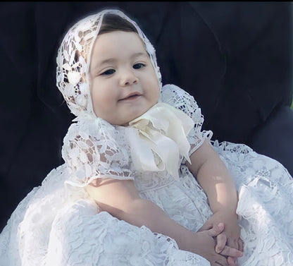 Lace Christening Gown with Bonnet - Rosalba