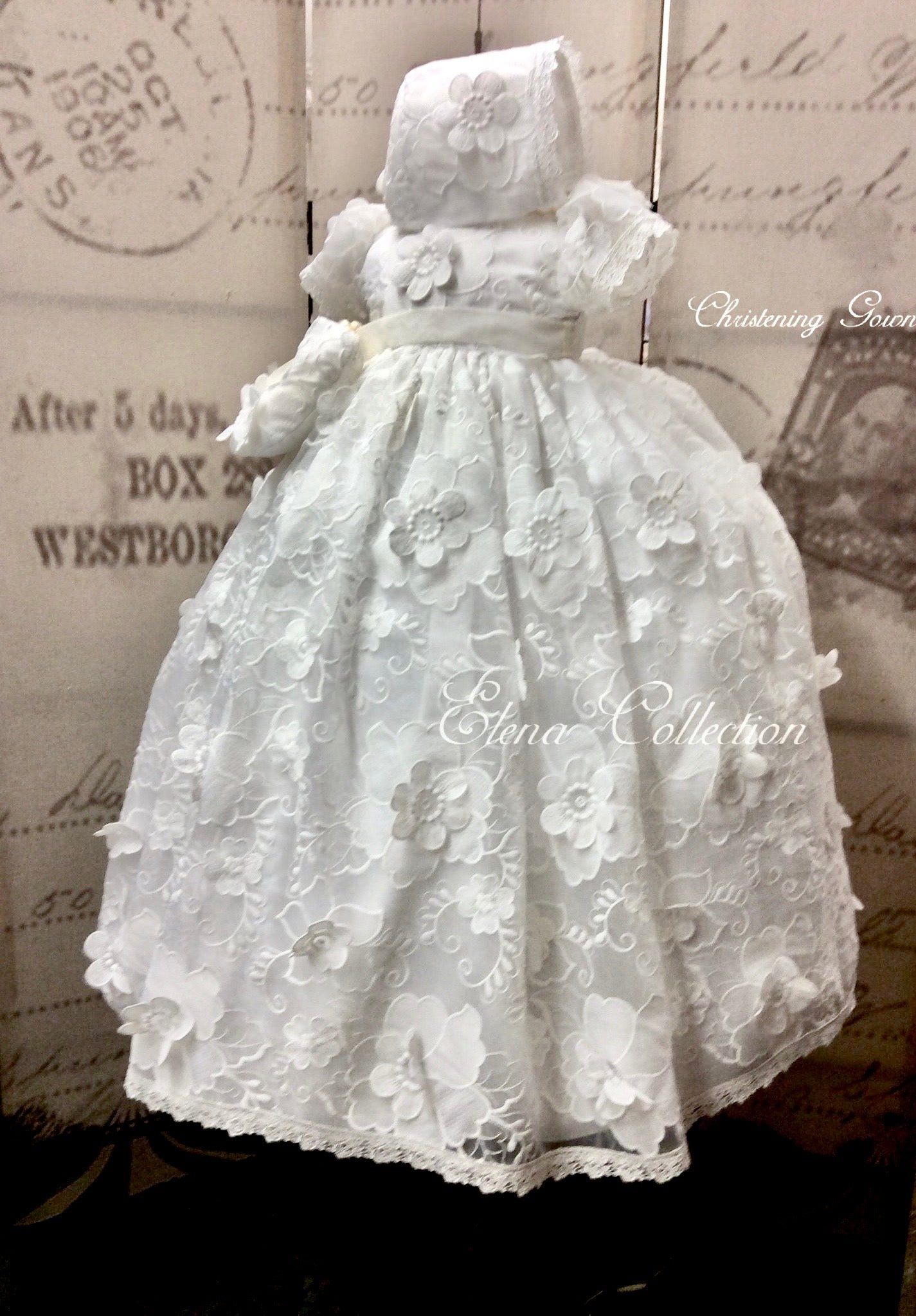 Christening Gown with Bonnet - Charlotte