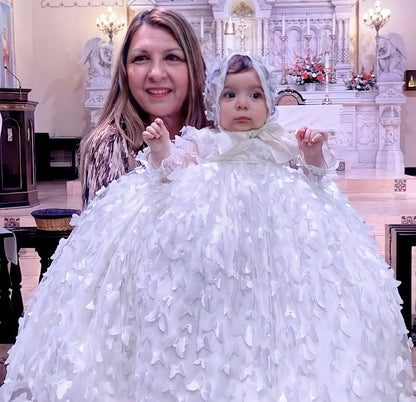 Christening Gown with Bonnet - Butterfly