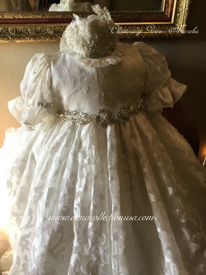 Christening Silk Jacquard Gown - Marabu