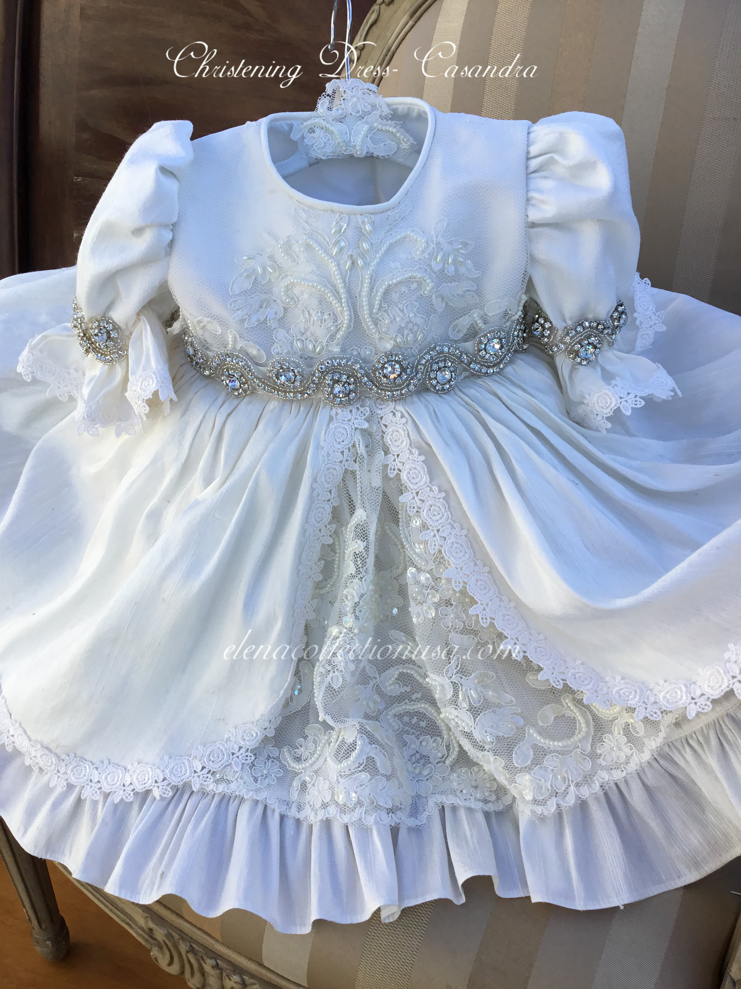 Christening Silk Dress - Casandra