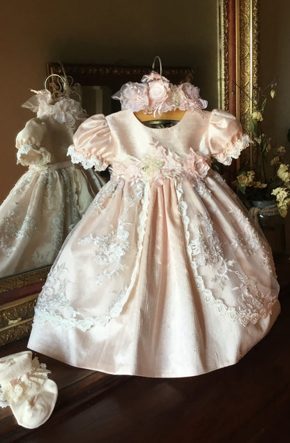 Girls Christening Silk Dress - Annabelle
