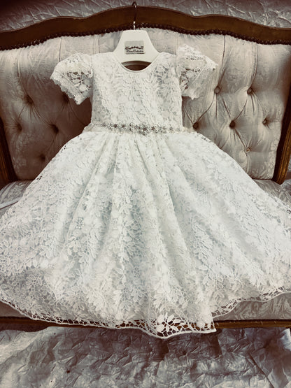 Lace Christening Gown with Bonnet - Rosalba