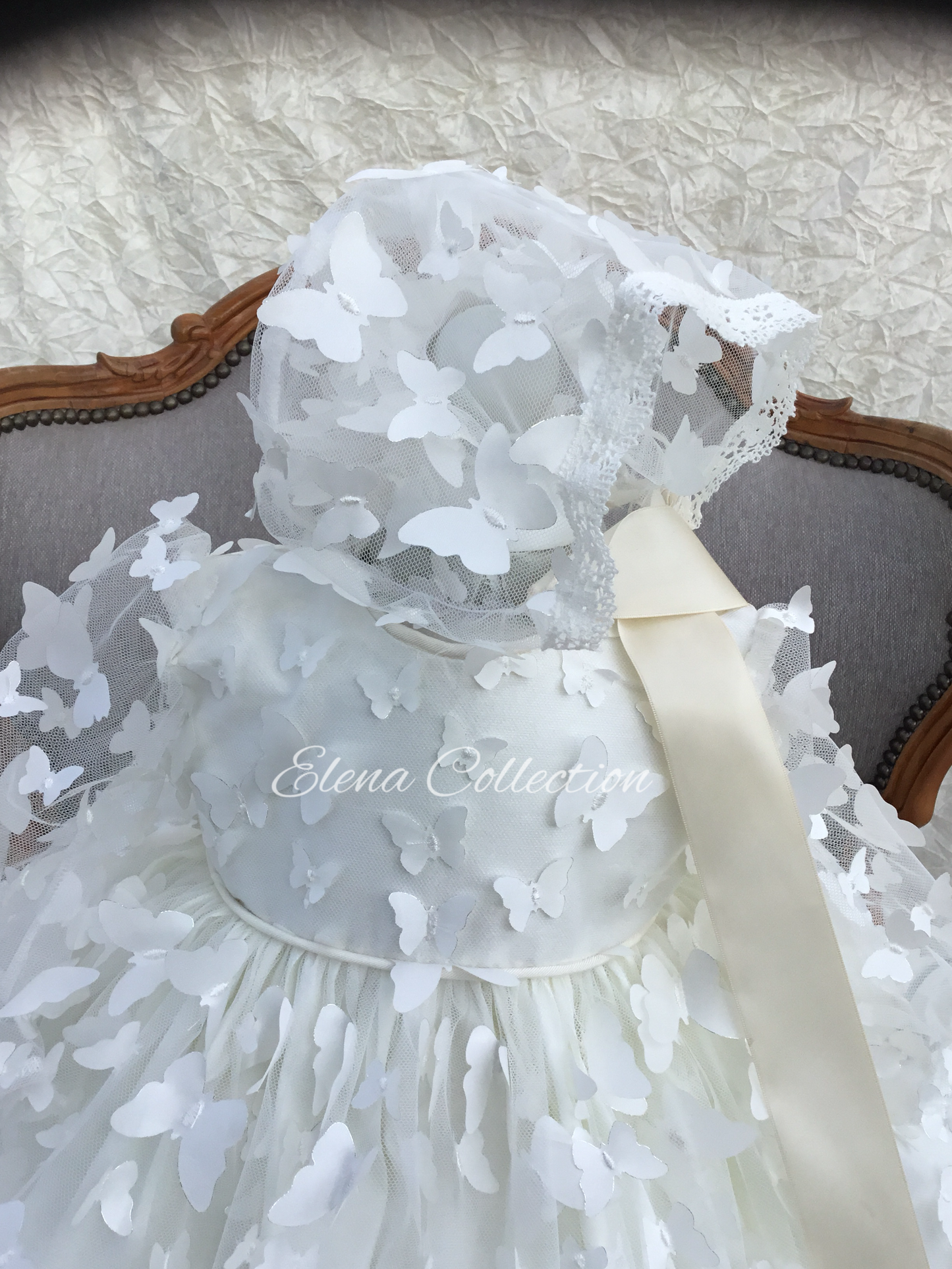 Christening Gown with Bonnet - Butterfly