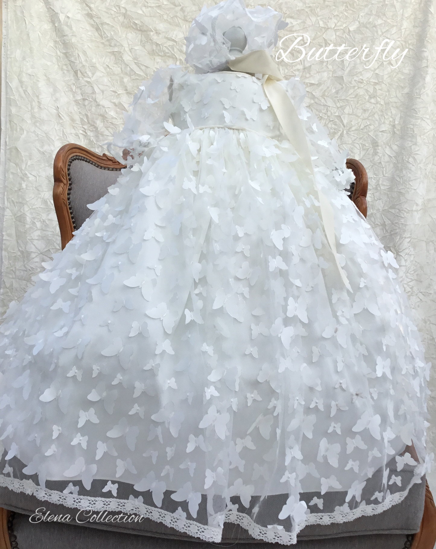 Christening Gown with Bonnet - Butterfly