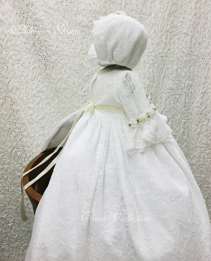 Lace Christening Gown with a Bonnet - Aileen