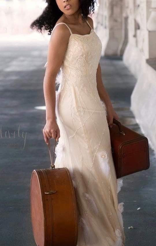 Wedding Silk Chiffon Beaded Long Dress - Fabiana