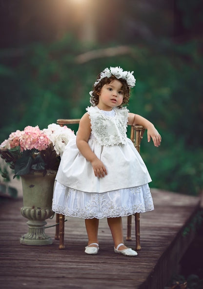 Christening Silk Baby Dress - Alina