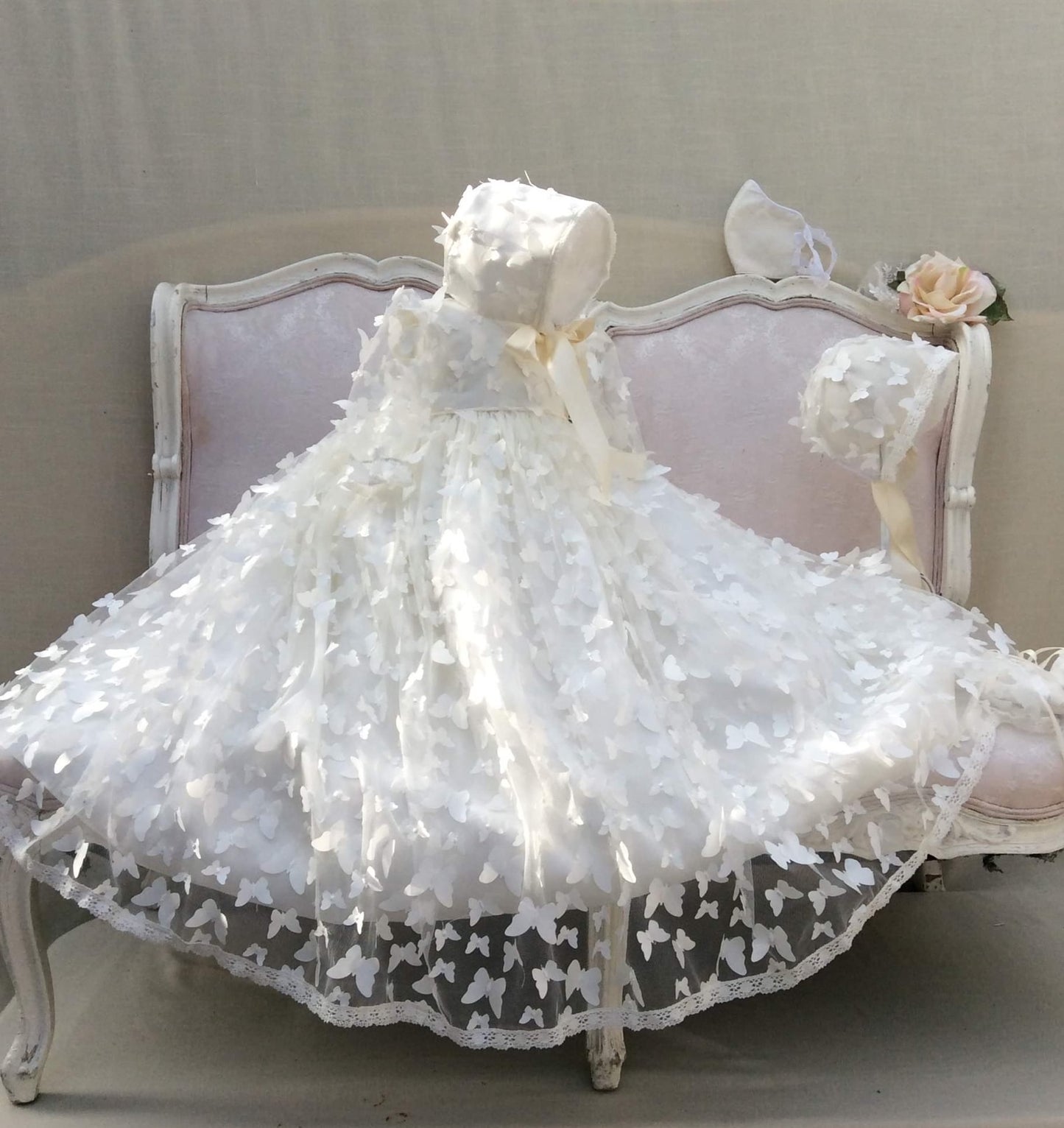 Christening Gown with Bonnet - Butterfly