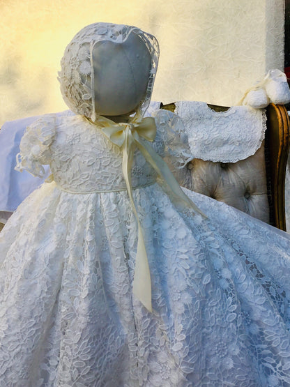 Lace Christening Gown with Bonnet - Rosalba